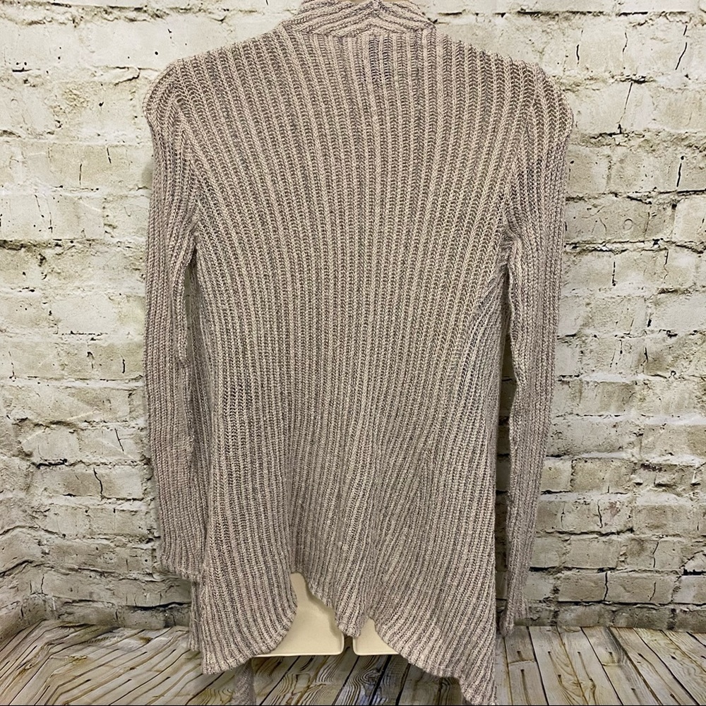 Supernova Beige Knit Open Front Waterfall Cardigan - Picture 3 of 5